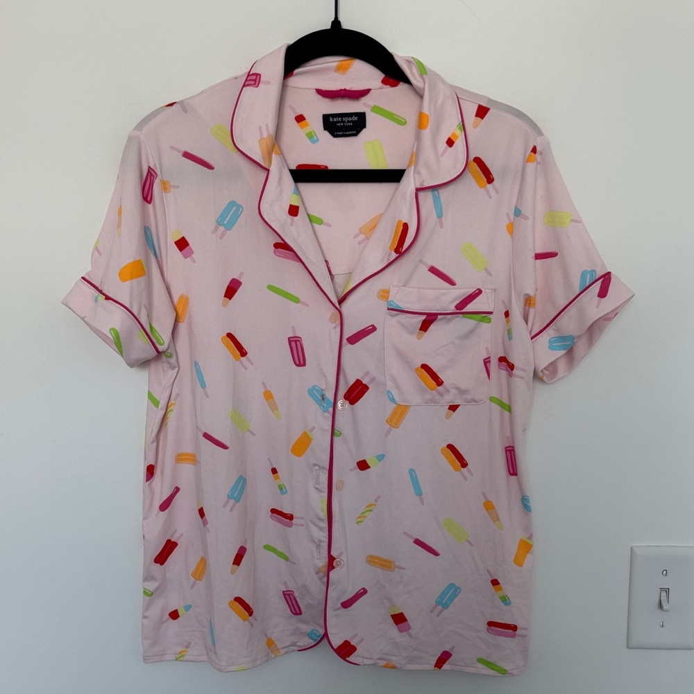 Kate Spade Pink Popsicle Print Pajama Top - Size S - Picture 2 of 7